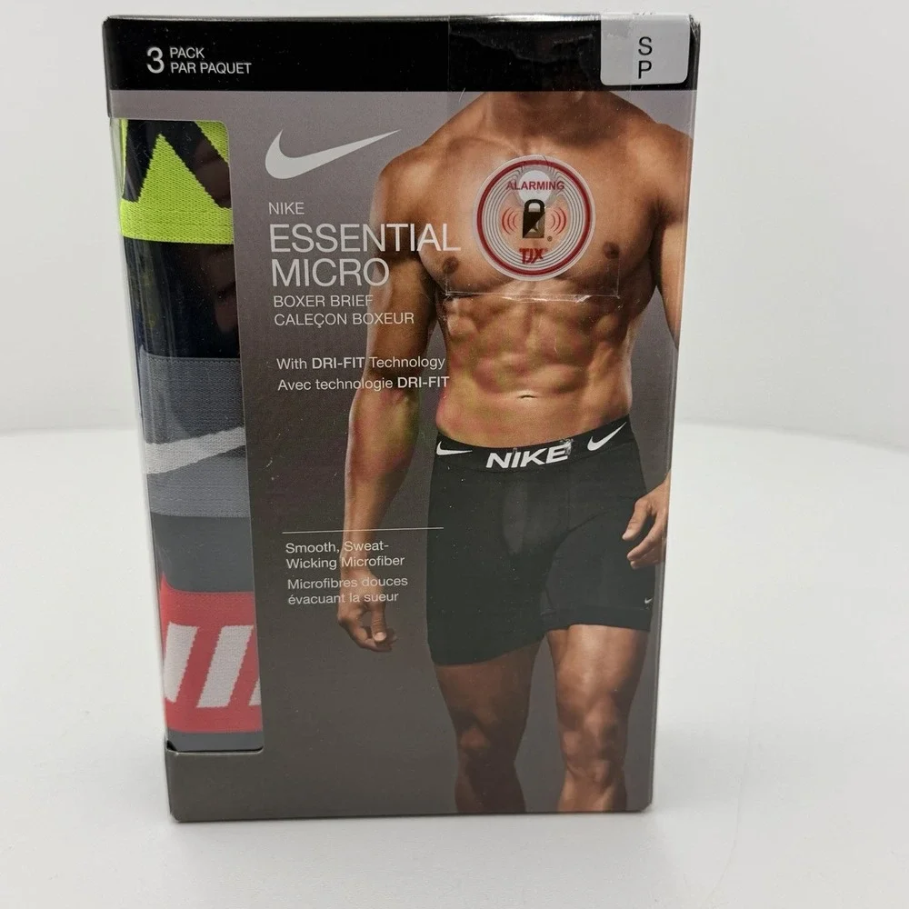 Nike Essential Micro Boxer Briefs 3 Pack Men's S 28-30 Dri-FIT Multicolor New